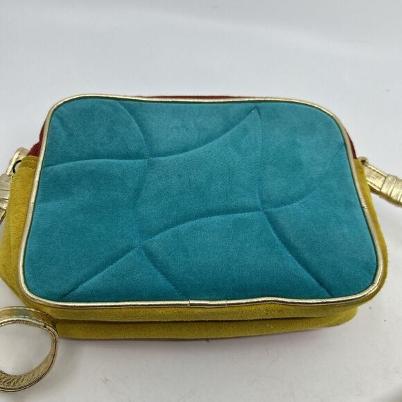 Sondra Roberts Squared Color Block Orange Gold Band Crossbody Bag - Picture 7 of 14